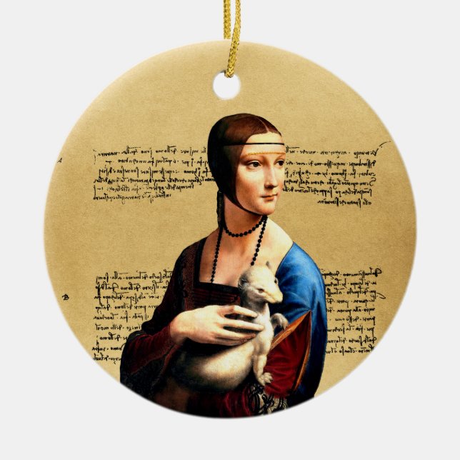 Leonardo da Vinci Lady with Ermine Ceramic Ornament (Front)