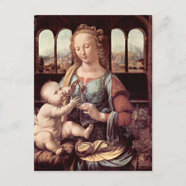 Leonardo da Vinci - Madonna with the Carnation Postcard (Front)