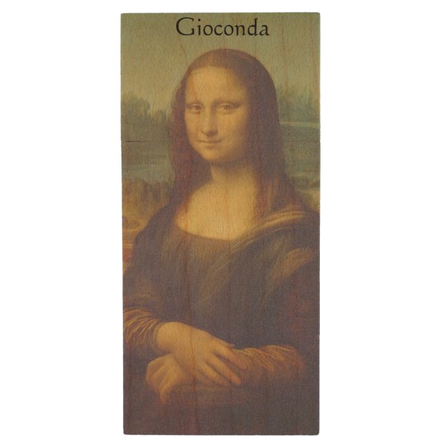 Leonardo Da Vinci Mona Lisa Artwork Wood Flash Drive (Front Vertical)