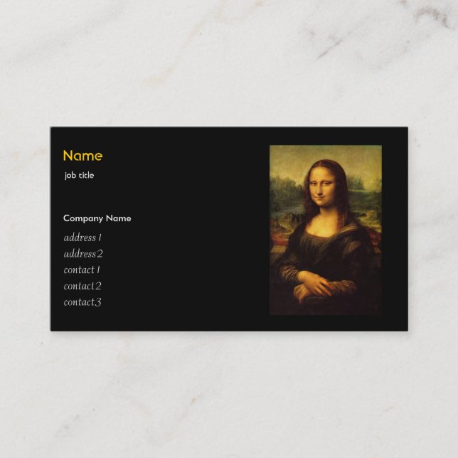 Leonardo Da Vinci , Mona Lisa Business Card (Front)