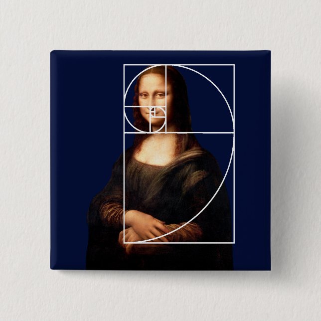 Leonardo da Vinci Mona Lisa Fibonacci Sequence Button (Front)