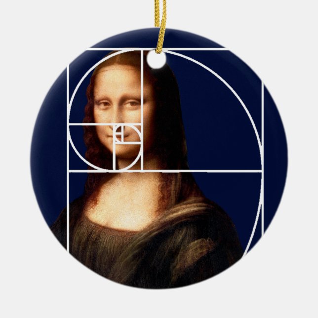 Leonardo da Vinci Mona Lisa Fibonacci Sequence Ceramic Ornament (Front)