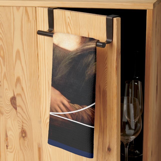 Leonardo da Vinci Mona Lisa Fibonacci Sequence Kitchen Towel (Thirds Fold)