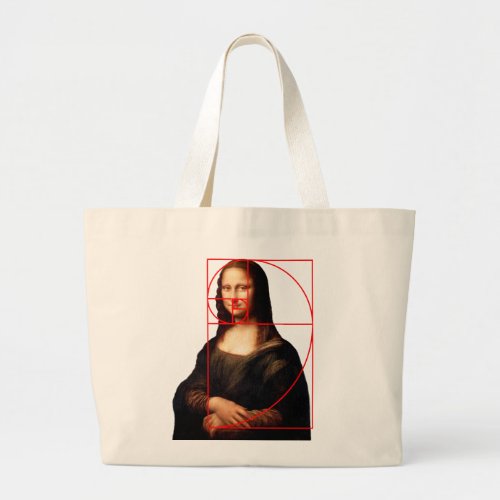 Leonardo da Vinci Mona Lisa Fibonacci Sequence Large Tote Bag