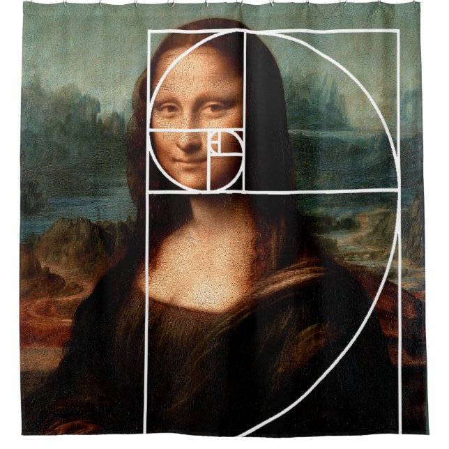 Leonardo da Vinci Mona Lisa Fibonacci Sequence Shower Curtain (Front)
