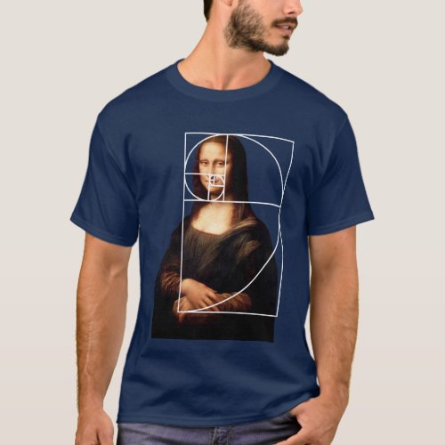 Leonardo da Vinci Mona Lisa Fibonacci Sequence T_Shirt