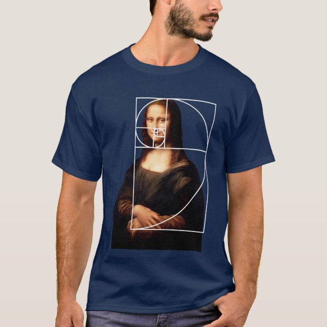 Leonardo da Vinci Mona Lisa Fibonacci Sequence T-Shirt (Front)