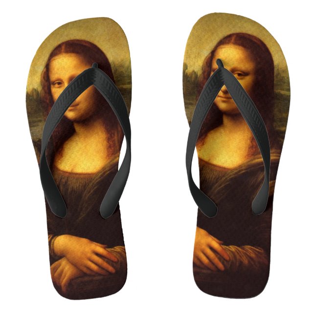 Leonardo Da Vinci Mona Lisa Fine Art Painting Flip Flops (Footbed)