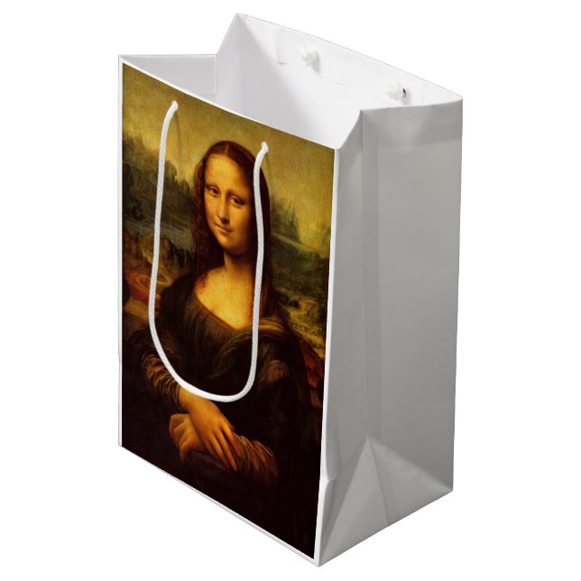 Leonardo Da Vinci Mona Lisa Fine Art Painting Medium Gift Bag (Front Angled)
