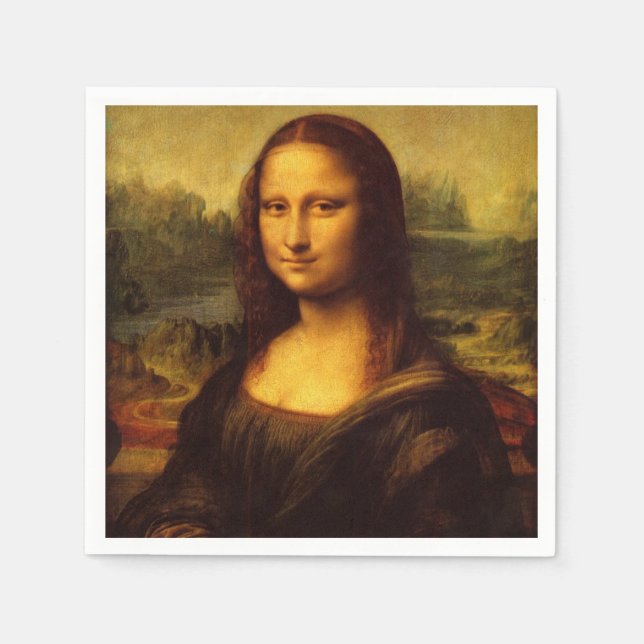Leonardo Da Vinci Mona Lisa Fine Art Painting Paper Napkins (Front)
