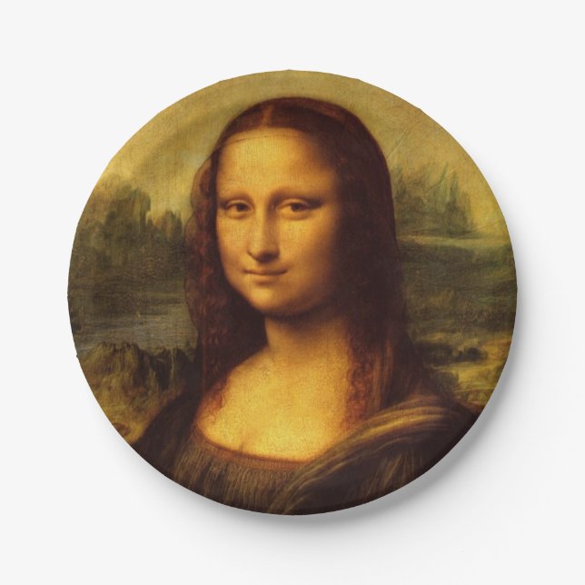 Leonardo Da Vinci Mona Lisa Fine Art Painting Paper Plates (Front)