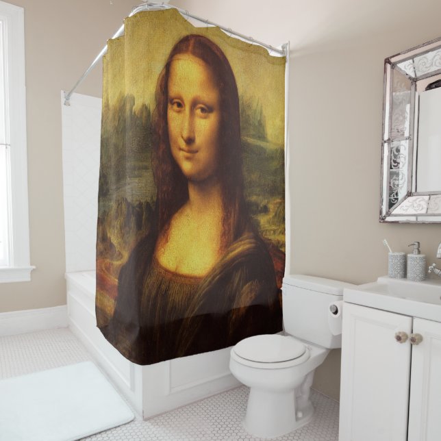 Leonardo Da Vinci Mona Lisa Fine Art Painting Shower Curtain (In Situ)