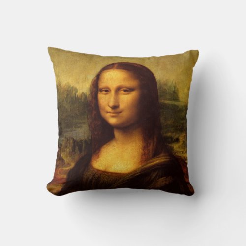 Leonardo Da Vinci Mona Lisa Fine Art Painting Throw Pillow