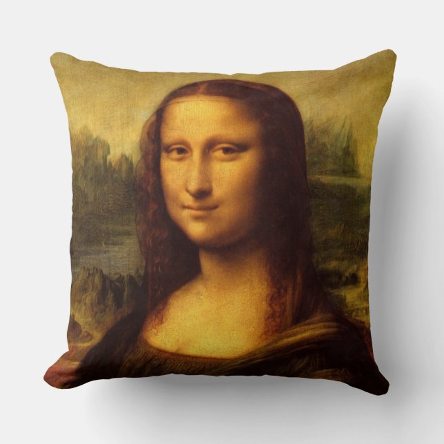 Leonardo Da Vinci Mona Lisa Fine Art Painting Throw Pillow (Front)