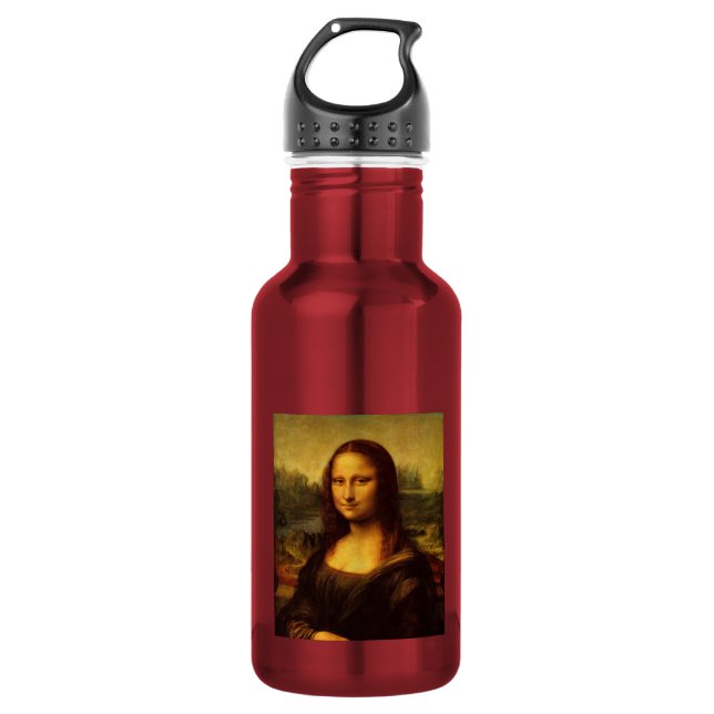 Leonardo Da Vinci Mona Lisa Fine Art Painting Water Bottle (Front)