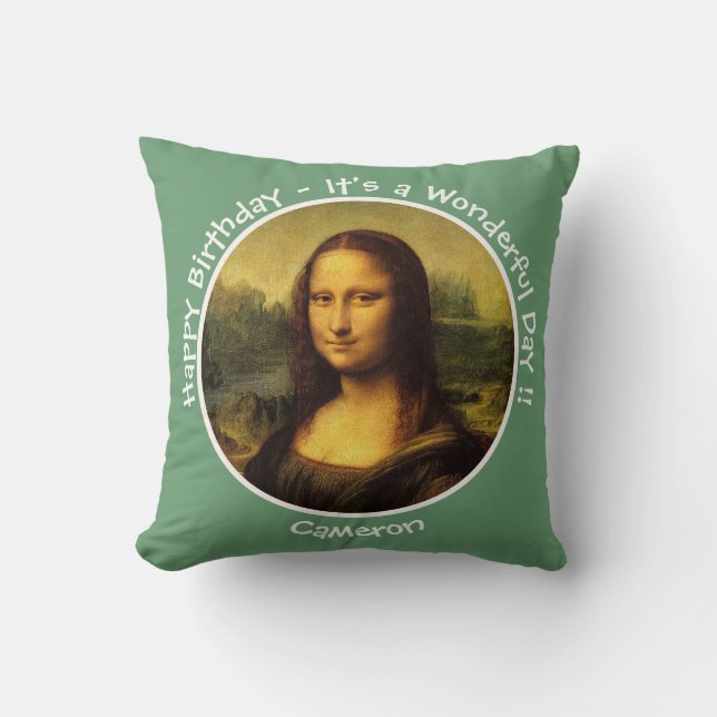 Leonardo da Vinci Mona Lisa Party Collection Throw Pillow (Front)