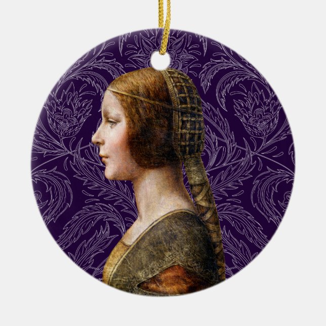 Leonardo da Vinci Portrait La Bella Principessa Ceramic Ornament (Front)