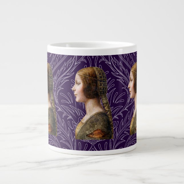 Leonardo da Vinci Portrait La Bella Principessa Giant Coffee Mug (Front)