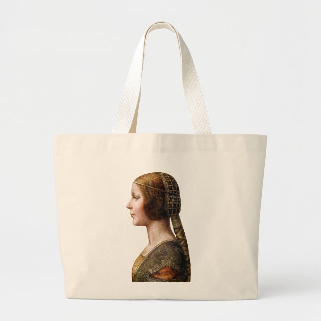 Leonardo da Vinci Portrait La Bella Principessa Large Tote Bag (Front)