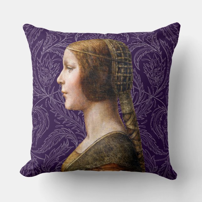Leonardo da Vinci Portrait La Bella Principessa Throw Pillow (Front)