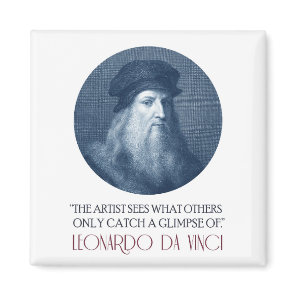 Leonardo da Vinci Portrait with Quote Magnet