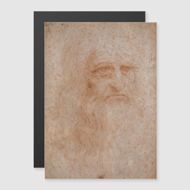 Leonardo Da Vinci, Presumed Self-Portrait Magnetic Invitation (Front/Back)