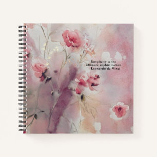 Leonardo da Vinci Quote Pink Floral Journal
