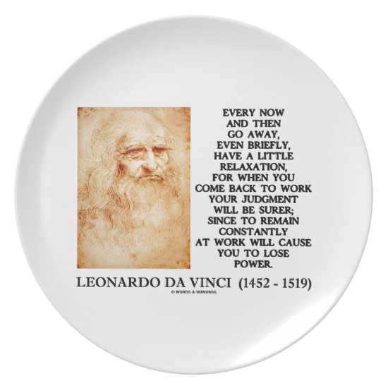 Leonardo da Vinci Relaxation Work Judgment Power Dinner Plate