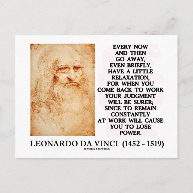 Leonardo da Vinci Relaxation Work Judgment Power Postcard (Front)