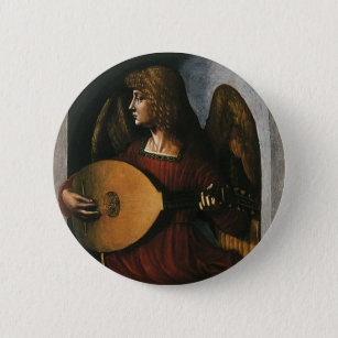 Leonardo da Vinci"s An Angel in Red with a Lute Button