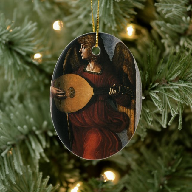 Leonardo da Vinci"s An Angel in Red with a Lute Ceramic Ornament (Tree)