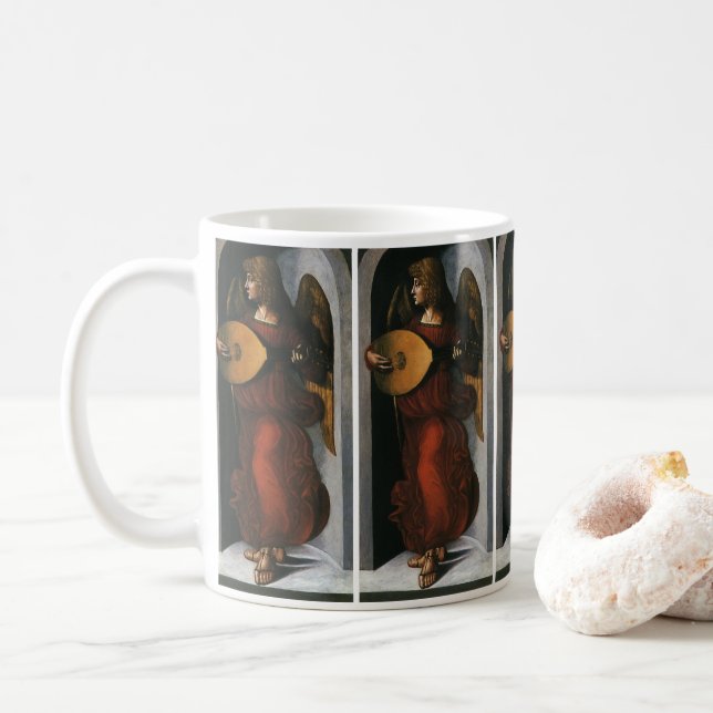 Leonardo da Vinci"s An Angel in Red with a Lute Coffee Mug (With Donut)