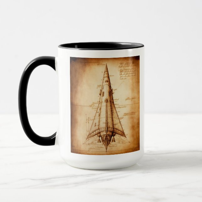 Leonardo da Vinci’s Drawing of Rocket  Coffee Mug (Left)