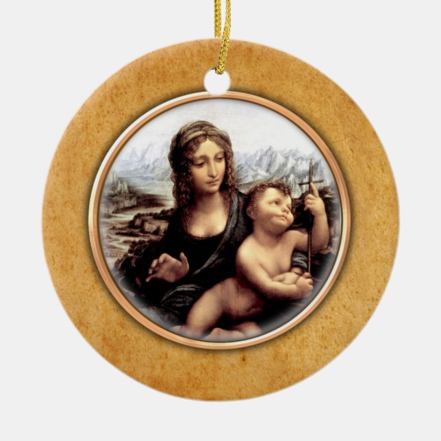 Leonardo-da-Vinci’s Madonna Ornament. Ceramic Ornament (Front)