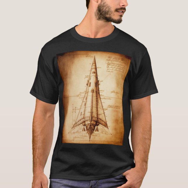 Leonardo da Vinci’s Single Rocket Design T-Shirt (Front)