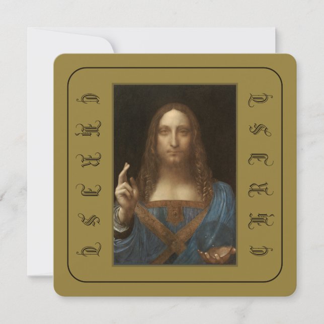 LEONARDO DA VINCI SALVATOR MUNDI CHRIST THE SAVIOR INVITATION (Front)