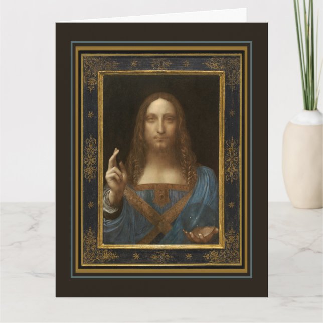 Leonardo da Vinci Salvator Mundi Greeting Card (Front)