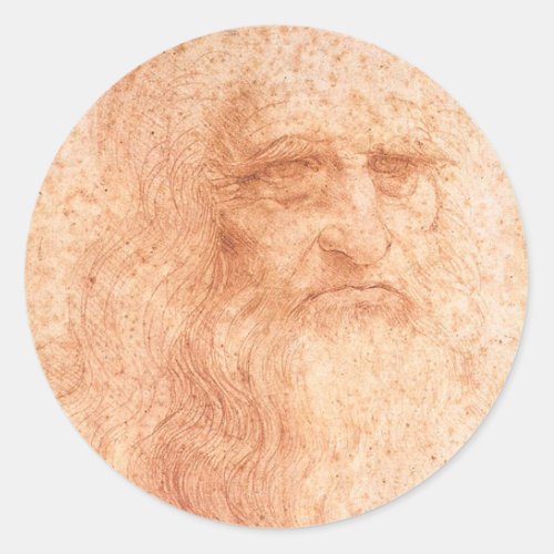 Leonardo da Vinci Self Portrait Red Chalk Classic Round Sticker
