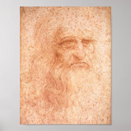 Leonardo da Vinci Self Portrait Red Chalk Poster