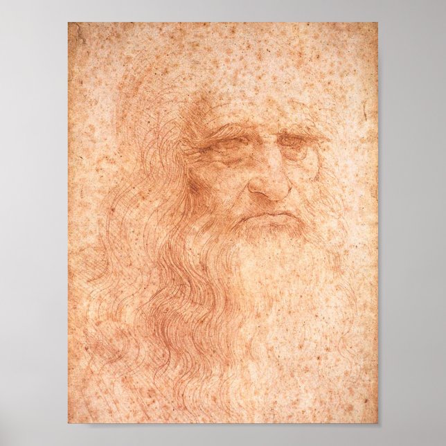 Leonardo da Vinci Self Portrait Red Chalk Poster (Front)