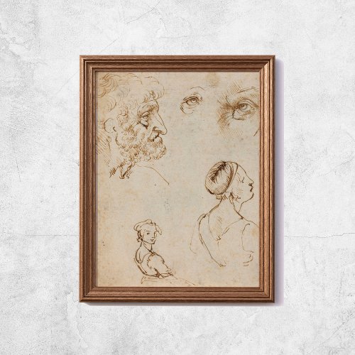 Leonardo Da Vinci Sketches Famous Art Poster