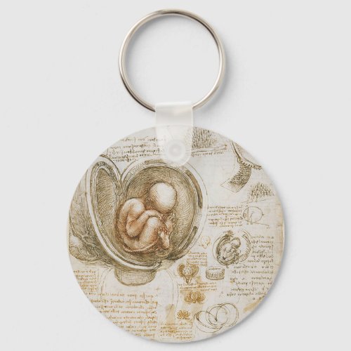 Leonardo da Vinci Studies of the Fetus in the Womb Keychain