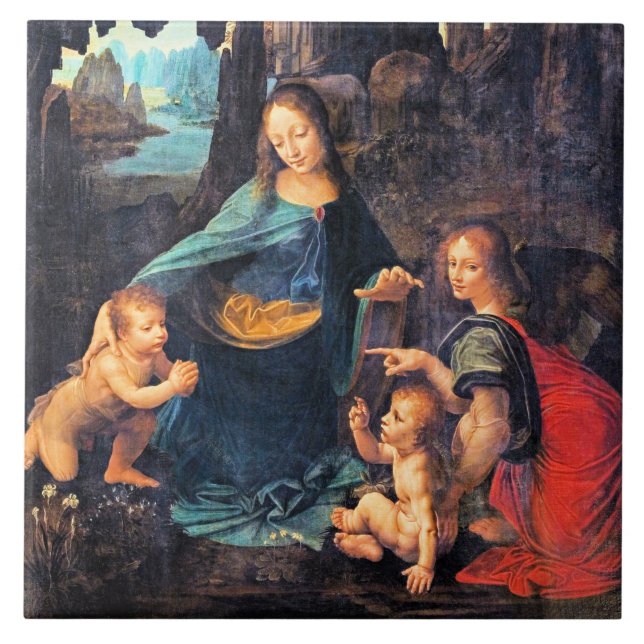 Leonardo da Vinci - The Virgin of the Rocks Ceramic Tile (Front)