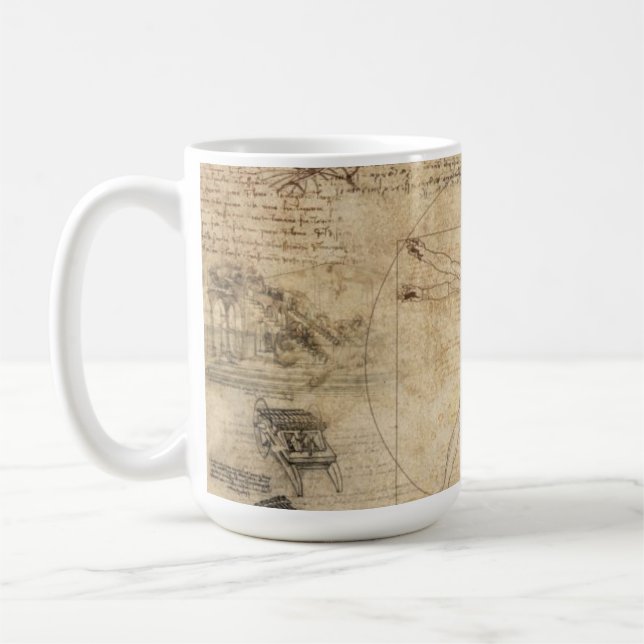Leonardo Da Vinci The Vitruvian Man Coffee Mug (Left)