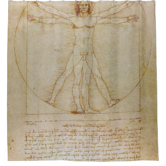 Leonardo Da Vinci, The Vitruvian Man,Renaissance Shower Curtain