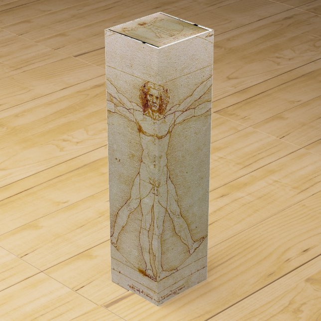 Leonardo Da Vinci, The Vitruvian Man,Renaissance Wine Gift Box (Front)