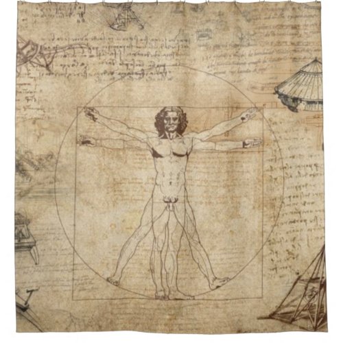 Leonardo Da Vinci The Vitruvian Man Shower Curtain