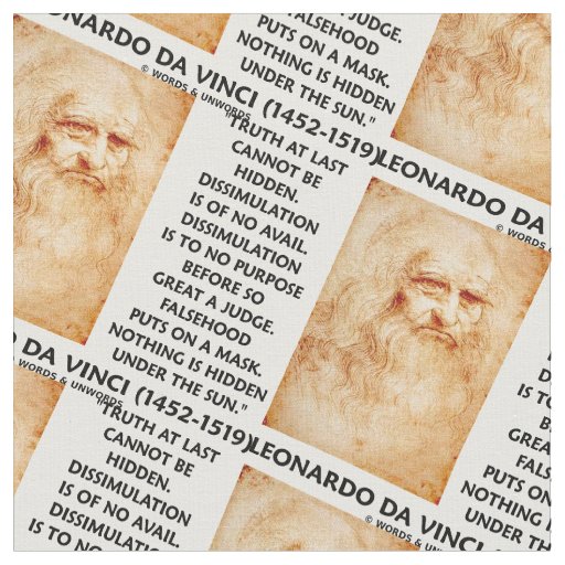 Leonardo da Vinci Truth Cannot Be Hidden Quote Fabric