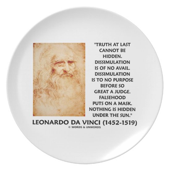 Leonardo da Vinci Truth Cannot Be Hidden Quote Plate