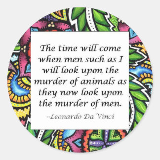 Leonardo Da Vinci vegetarian quote Classic Round Sticker